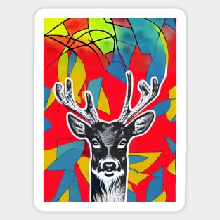 Realistic Deer in the Abstraction Forest Sticker